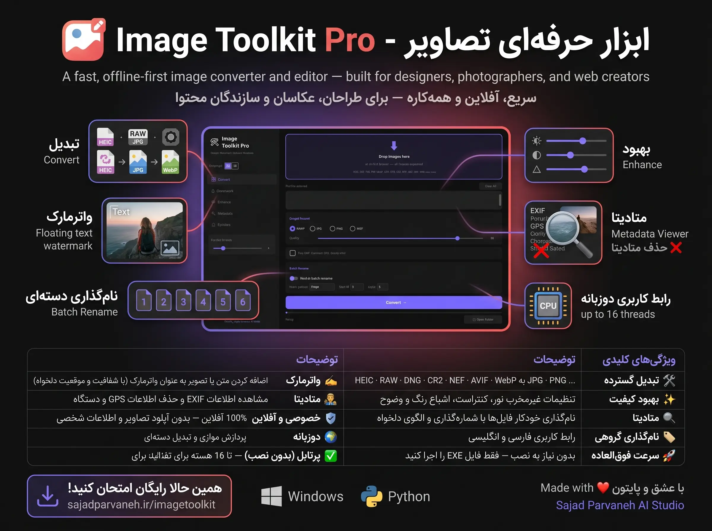 تنظیمات واترمارک و اگزیف ابزار